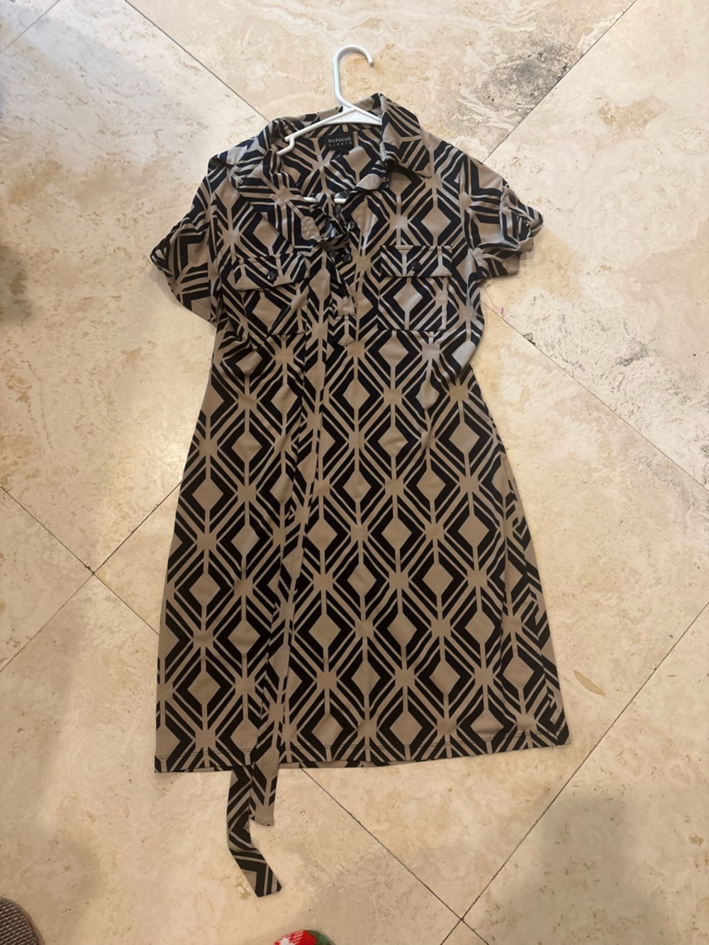 Enfocus Studio Black & Taupe Geometric Maxi Dress